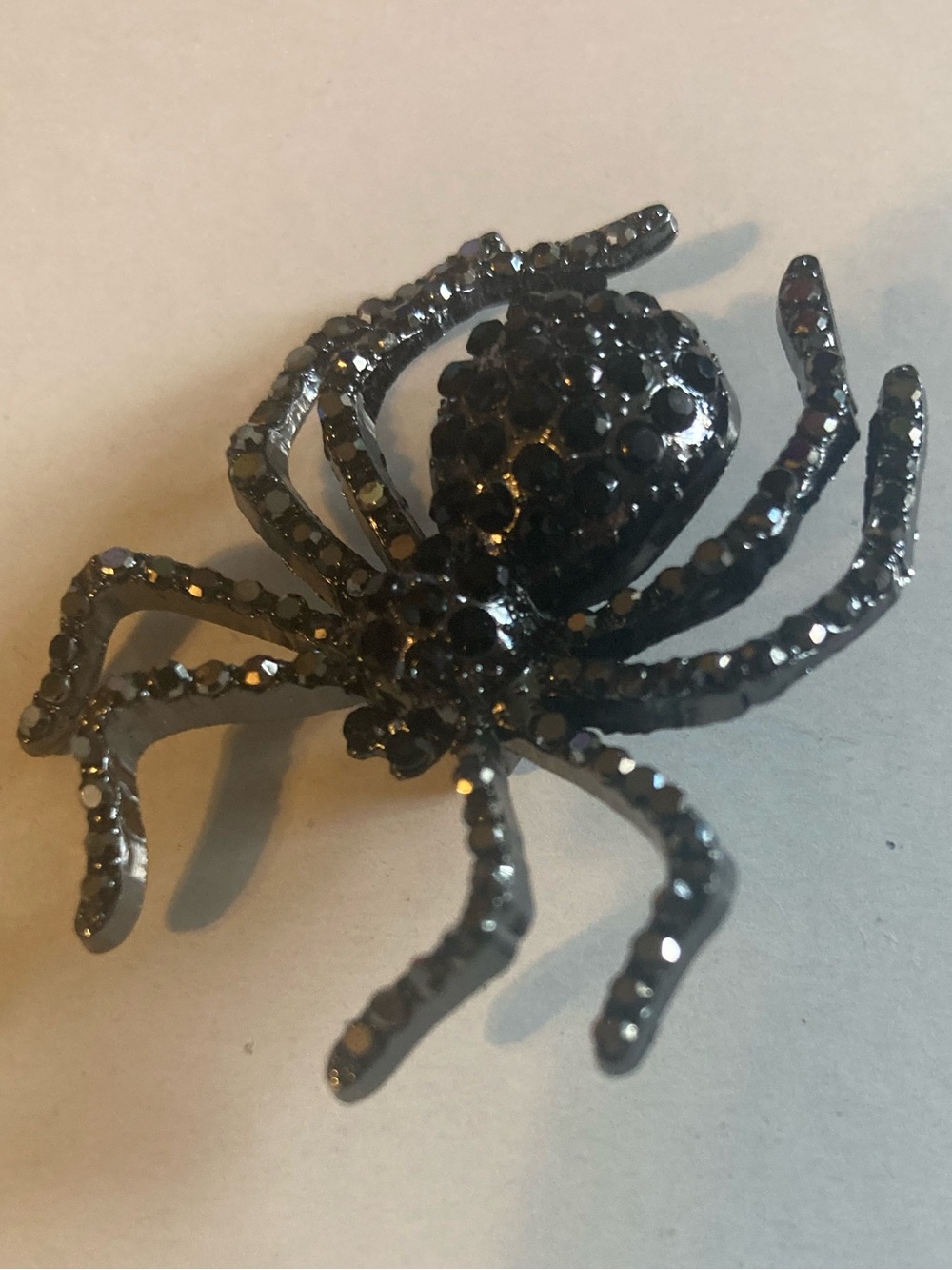 Black Rhinestone Spider Brooch